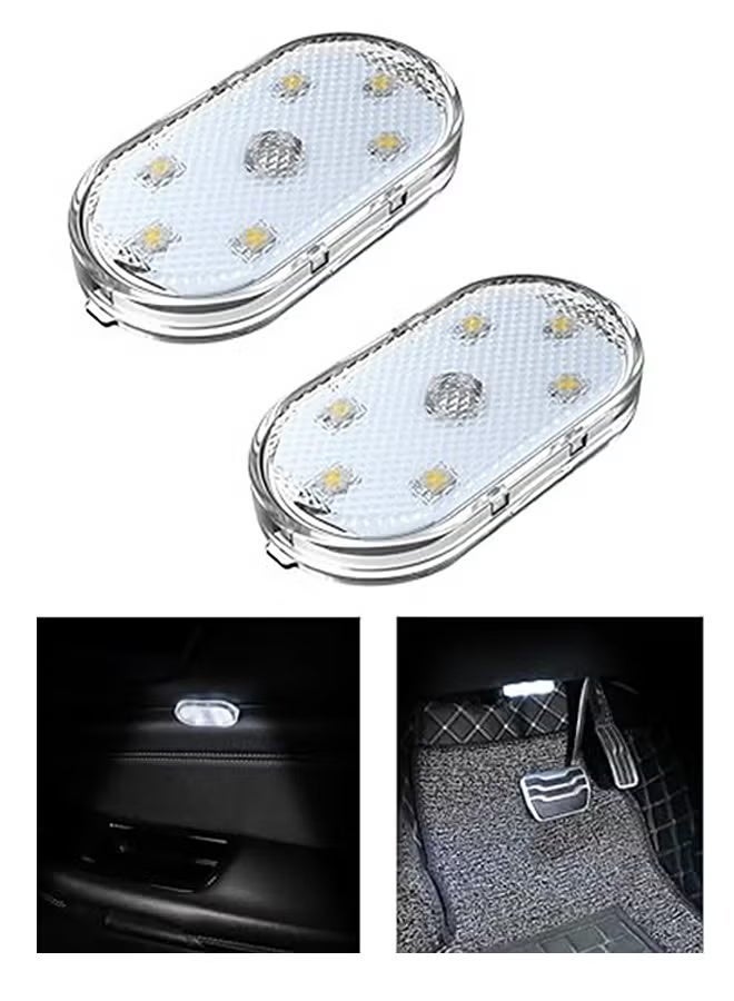 Car Interior Lights Wireless LED - USB Rechargeable Ceiling Lamp, Hand Reading Light & Door Light For Night Time Illumination 2pcs - Image 1